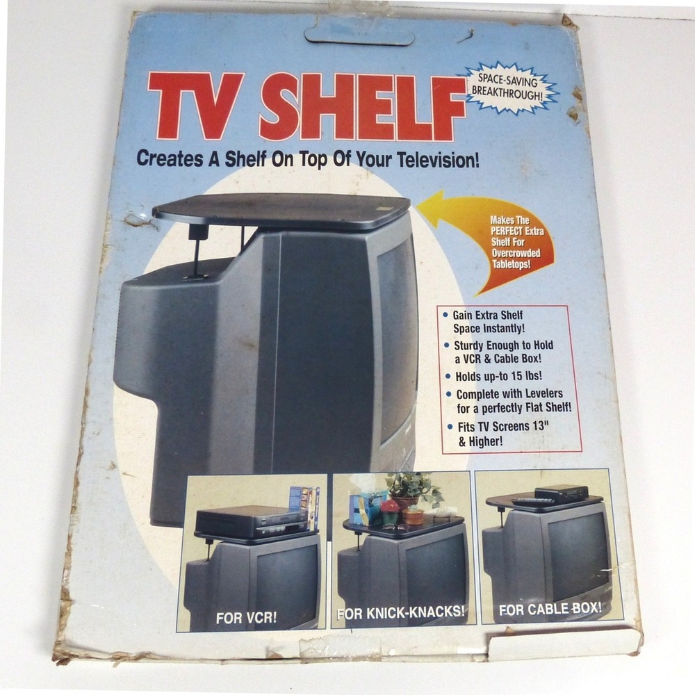 Smart Space Saving TV Shelf CRT VCR NOS Television Topper Vintage New Open Box